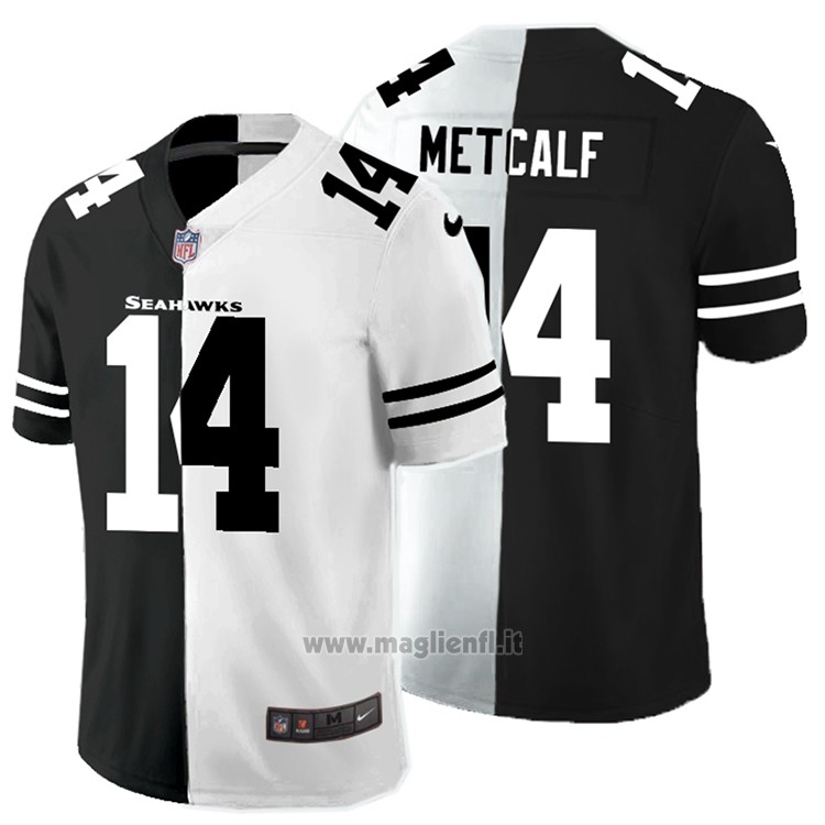 Maglia NFL Limited Seattle Seahawks Metcalf Black White Split